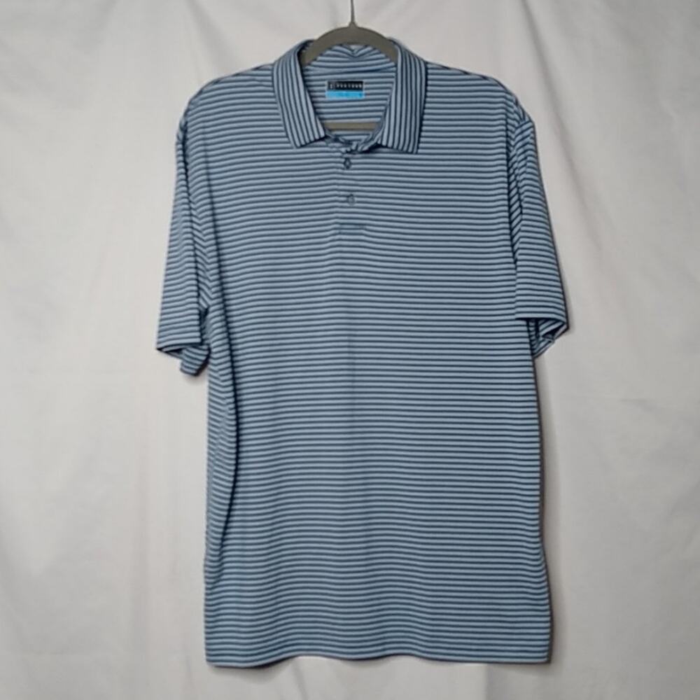 PGA Tour Men's Striped Golf Polo Shirt Large
